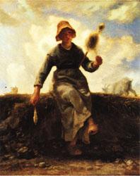 Jean Francois Millet The Spinner, Goat-Girl from the Auvergne France oil painting art